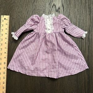 Handmade doll dress made to fit American Dolls 
Purple Gingham Doll Dress